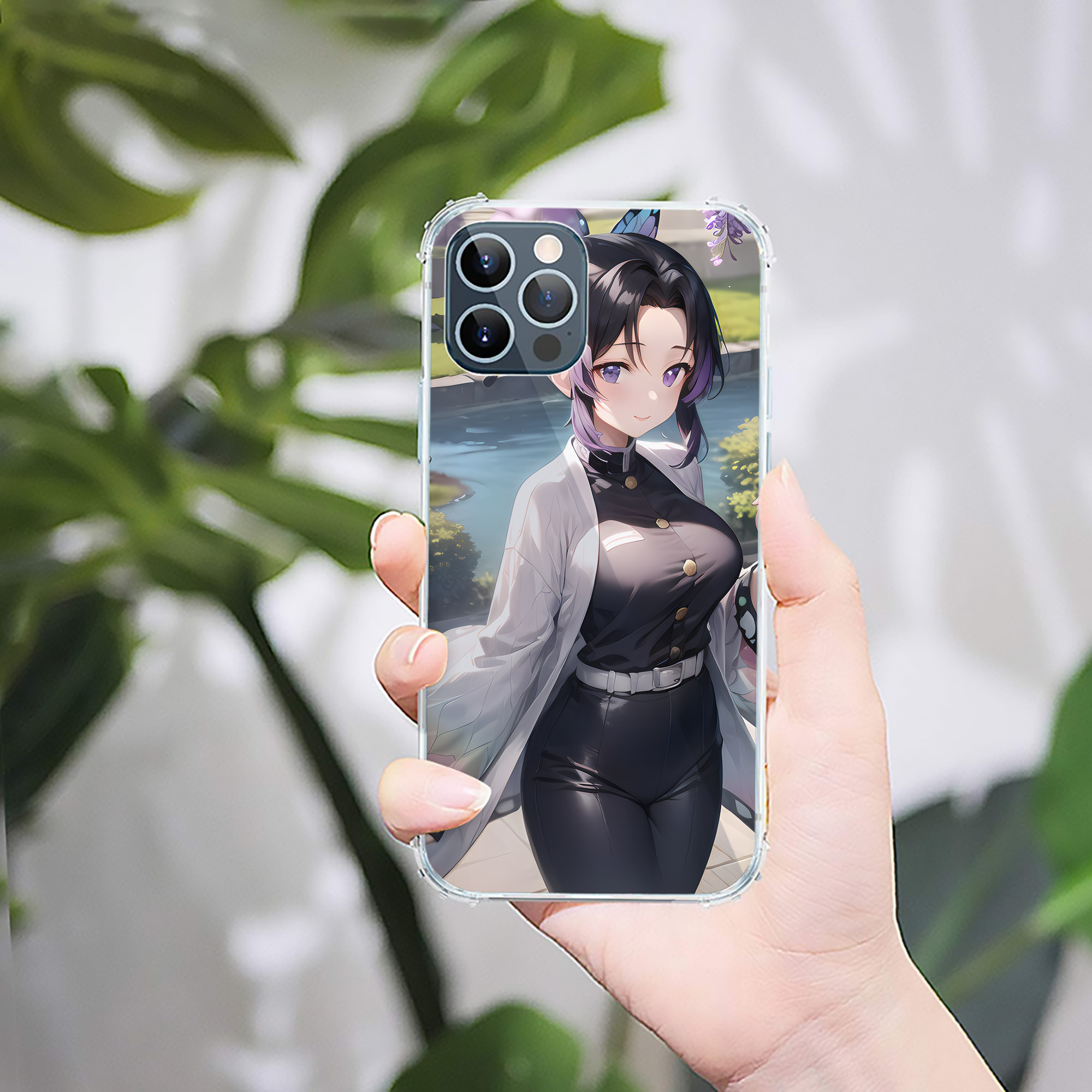（画像用） 鬼滅の刃（きめつのやいば）蟲柱-胡蝶 しのぶ／こちょう しのぶ Kochou Shinobu 【iPhone 12シリーズ対応】透明スマホケース（クリアソフトケース）